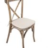 Rustic Oak Crossback chair with linen tie on seat pad